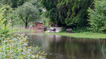 Fototapeta na wymiar Hochwasser vom Glütschbach, Uttigen