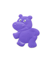 Bath time happy purple hippo sticker isolated