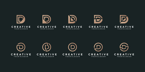 Set of letter D logo colection in cirle concept and modern shape Premium Vecto