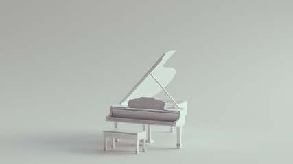 White Grand Piano Classical Music Traditional Musical Instrument Keyboard 3d illustration render