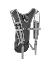 Back view of gray hydration pack isolated