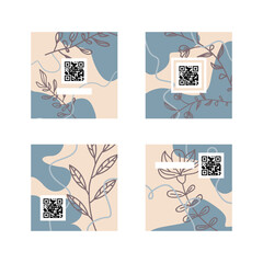 Abstract floral qr code label set design