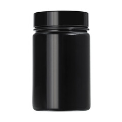 Black plastic jar without label isolated