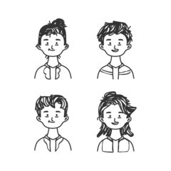 Drawing cartoon character avatar design set