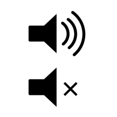 Volume voice control on off mute symbol.