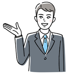 説明する若いビジネスマン