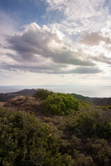 sea panorama from the heights of Keratea at sunset in Athens in Greece