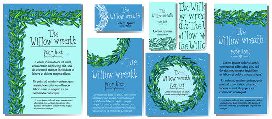 Corporate identity branding template with willow leaves.