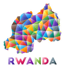Rwanda - colorful low poly country shape. Multicolor geometric triangles. Modern trendy design. Vector illustration.