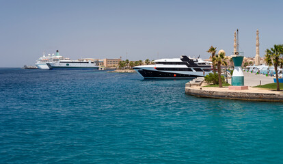 many ships in the Hurghada Marina in the Red Sea