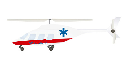 Ambulance flying helicopter. vector illustration