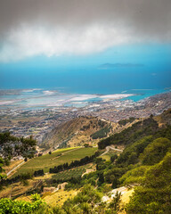 Sicily Italy Rolling Hillside Overlooking The Sea
