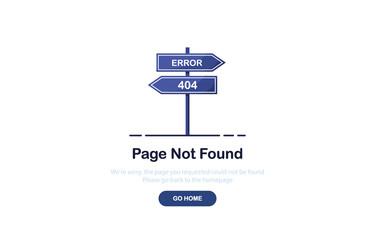 404 error page template for website. Direction sign. Page not found. Flat design. Blue. Eps 10 © accogliente