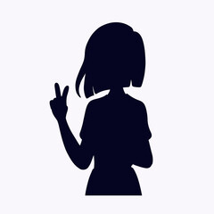 Silhouettes of a girl with a short hairstyle. Vector illustration in flat style