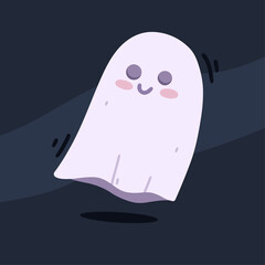 Ghost poster. Halloween concept. Vector illustration in flat style