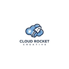 rocket cloud logo vector design template