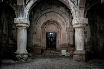 interior of the monastery in armenia - obrazy, fototapety, plakaty