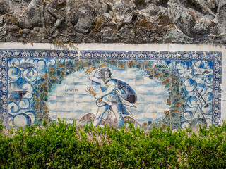 Fronteira Palace garden tiles with an allegory to the planet Jupiter