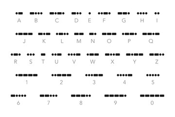 International morse code set of alphabet letters and numbers in vector - obrazy, fototapety, plakaty