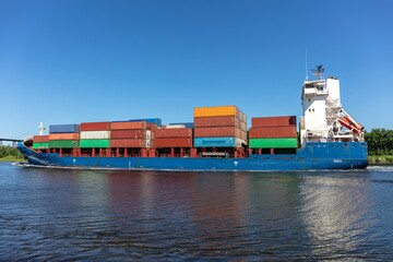 container ship in the Kiel Canal
