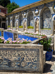Fronteira Palace terrace blue and white tiles with a allegories to the liberal arts