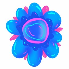 Magic flower. Pink, lilac flower on a white background. Isolated illustration for baby and youth goods.