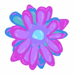 Magic flower. Pink, lilac flower on a white background. Isolated illustration for baby and youth goods.