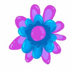 Magic flower. Pink, lilac flower on a white background. Isolated illustration for baby and youth goods.