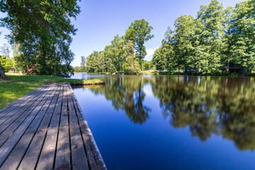 Helgasjön lake and the Åby canal nearby Växjö, Sweden during summer