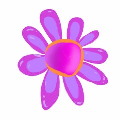 Isolated pink flower. Magic flower. Pink, lilac flower on a white background. Isolated illustration.