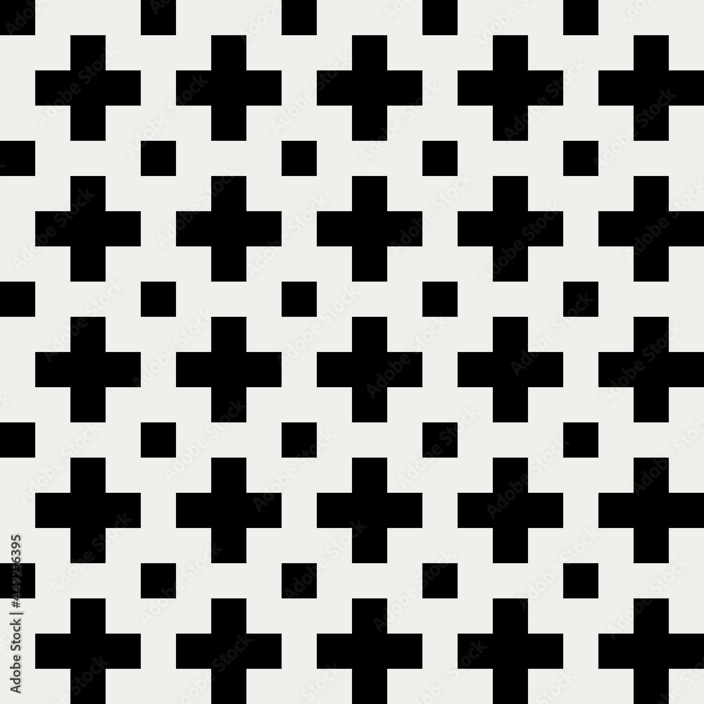Poster black minimal crosses and squares. vector.