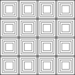 Empty triple squares. Vector white background and black squares tile.