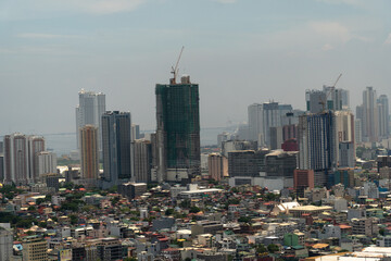 Panorama of Manila city. Skyscrapers and business centers in a big city. Travel vacation concept