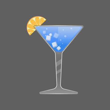 cocktail blue lagoon vector illustration