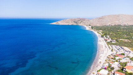 summer Ionian sea coast top view with beaches, Albania