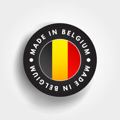 Made in Belgium text emblem badge, concept background