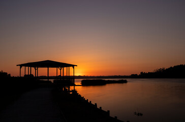 Fototapeta na wymiar The Pateira de Fermentelos lake at sundown, Portugal