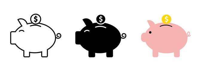 Vector piggy bank icon. Savings, economy concept. Premium quality graphic design. Modern signs, outline symbols collection, simple thin line icons set for website, web design, mobile app, infographics
