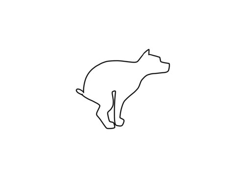 Dog pooping illustration on white background 