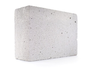 Aerated concrete block isolated on white background. Construction brick