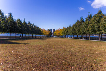 Fototapeta premium View over the Franklin D. Roosevelt Four Freedoms State Park garden