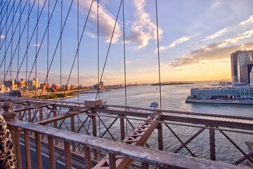 Obraz premium View over the East River from Brooklyn bridge, New York, USA