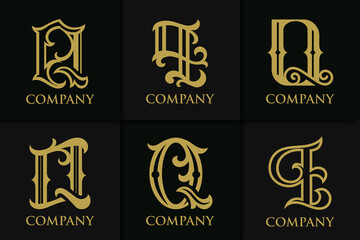 Set monogram letter q vintage collection