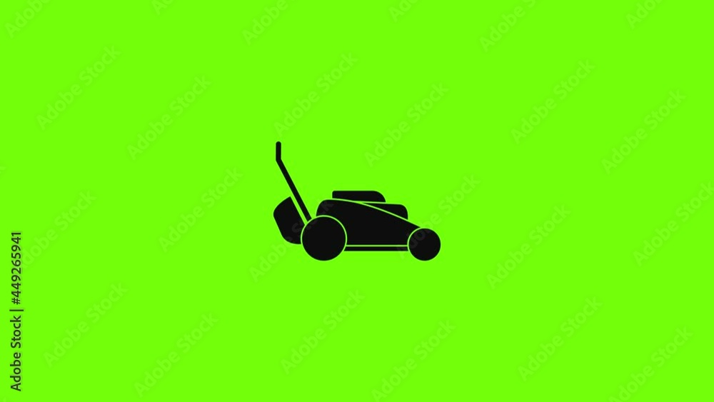 Sticker grass cut machine icon animation