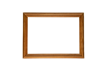 simple wooden frame for painting isolated on white background