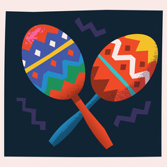 Vector image of colourful Mexican maracas. Holiday illustration