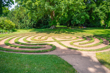 Garden maze in Labyrintharium of Loucen Castle Park, Czech Republic