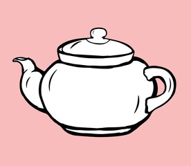 Retro-style teapot. Hand drawn vector illustration.