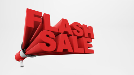 megaphone 3d rendering with wording  flash sale 3d rendering