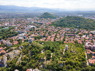 Fototapeta premium Aerial view of center of City of Plovdiv, Bulgaria
